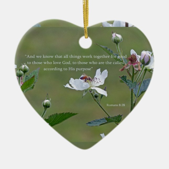 Romans 8:28 ceramic tree decoration (Front)