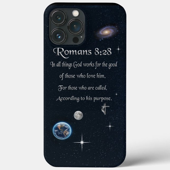 Romans 8:28 Christian Bible verse Case-Mate iPhone Case (Back)
