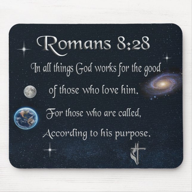 Romans 8:28 Christian Bible verse Mouse Pad (Front)