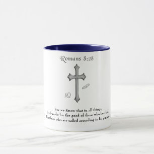 Romans 8:28 Christian Bible verse Mug