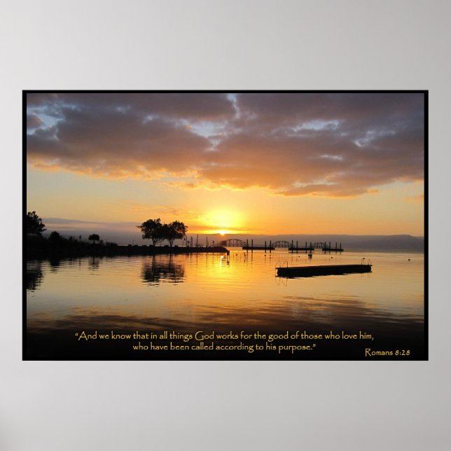 Romans 8:28 Christian Bible Verse Poster (Front)