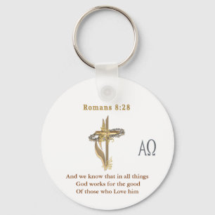 Romans 8:28 Christian Key Ring