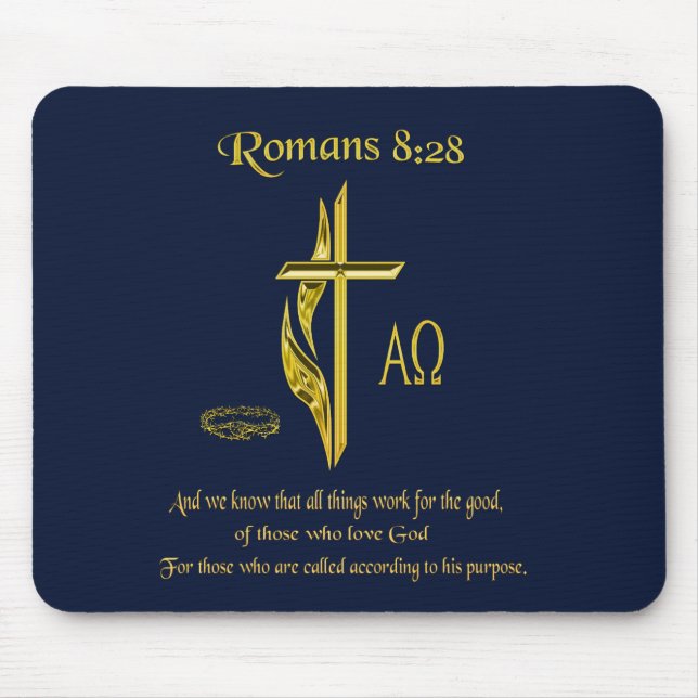 Romans 8:28 Christian Mousepad (Front)