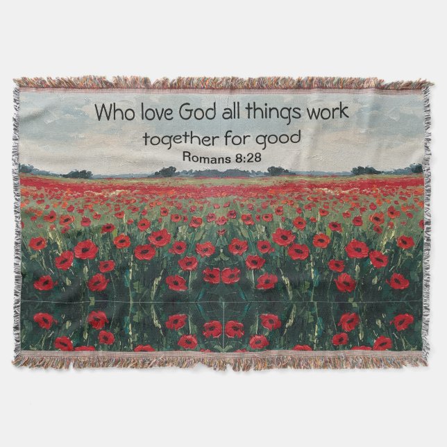 Romans 8:28 Christian Throw Blanket (Front)