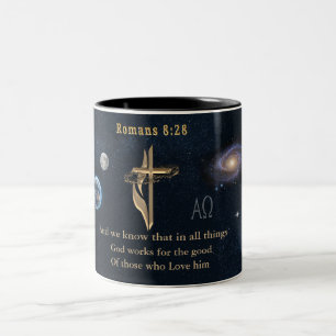 Romans 8:28 Christian  Two-Tone Coffee Mug