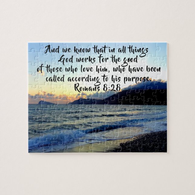 Romans 8:28 Custom Bible Verse Jigsaw Puzzle (Horizontal)