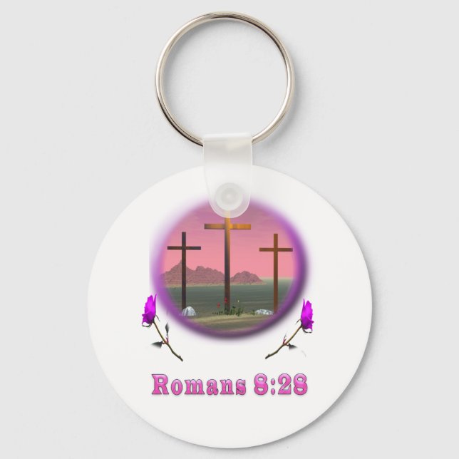 Romans 8:28 designs key ring (Front)