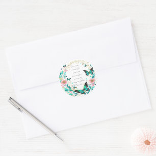 Romans 8:28 Flowers and butterflies Classic Round Sticker