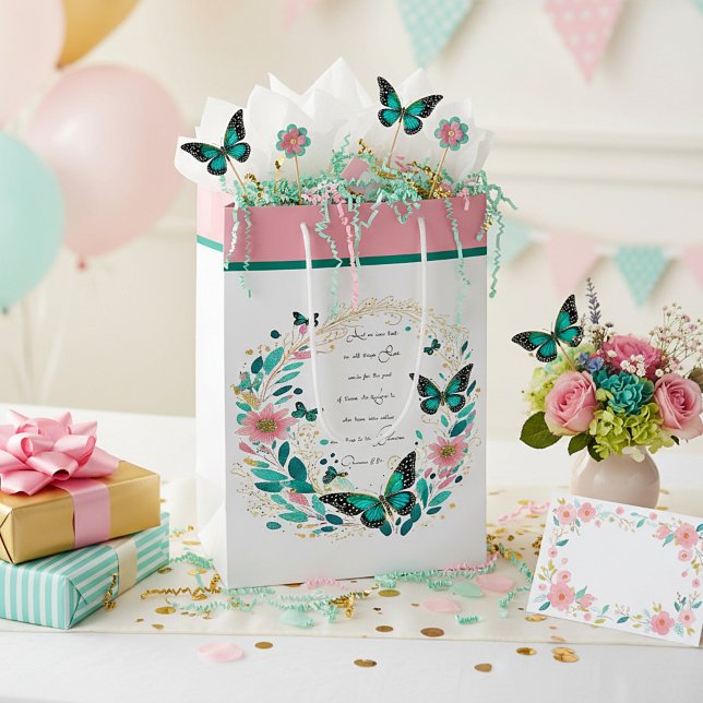 Romans 8:28 Flowers and butterflies  Medium Gift Bag (Creator Uploaded)