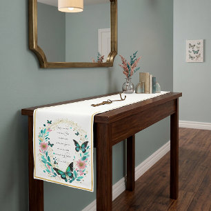 Romans 8:28 Flowers and butterflies Medium Table Runner