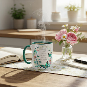 Romans 8:28 Flowers and butterflies  Mug