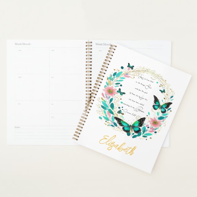 Romans 8:28 Flowers and butterflies  Planner (Display)