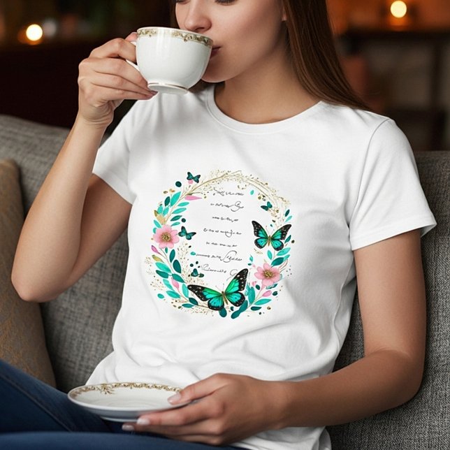 Romans 8:28 Flowers and butterflies  T-Shirt (Creator Uploaded)