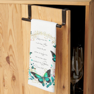 Romans 8:28 Flowers and butterflies  Tea Towel