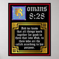 Romans 8 28 Illuminated Letter KJV Bible Verse