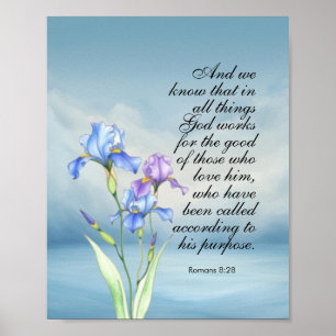 Romans 8:28 Iris Watercolor  Poster
