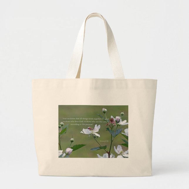 Romans 8:28 large tote bag (Front)