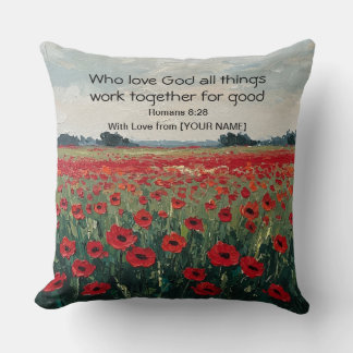 Romans 8:28 Personalised Christian Throw Pillow