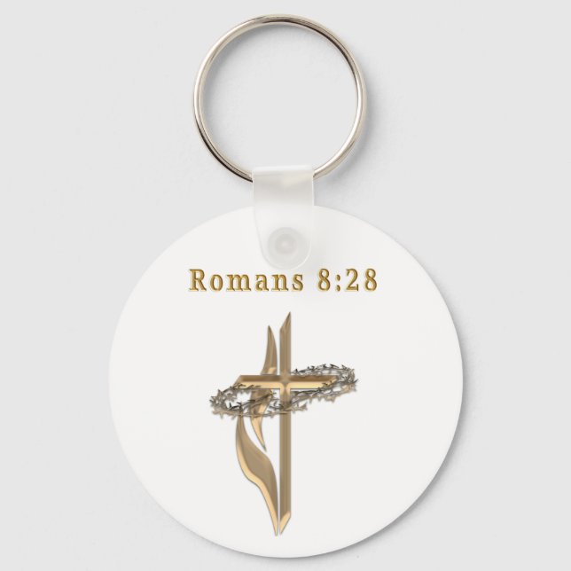 Romans 8:28 products key ring (Front)