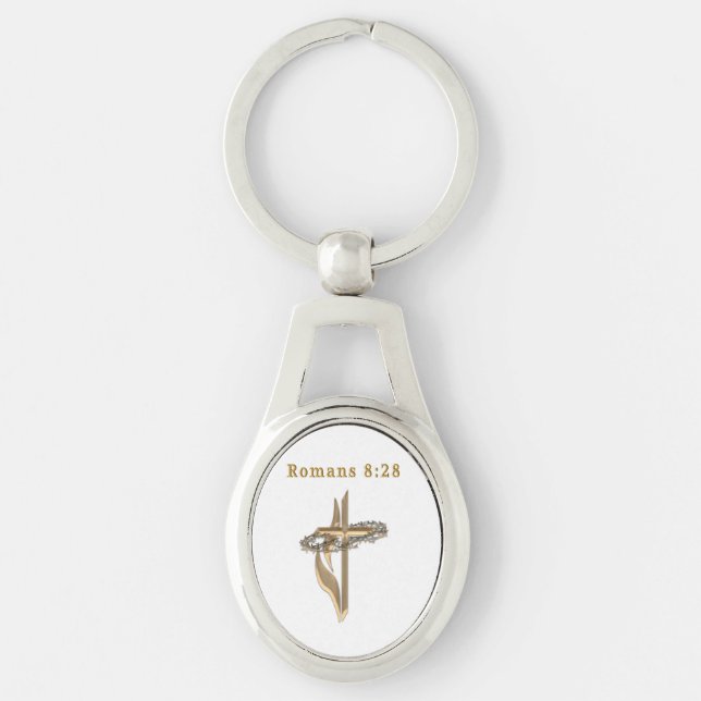 Romans 8:28 products key ring (Front)