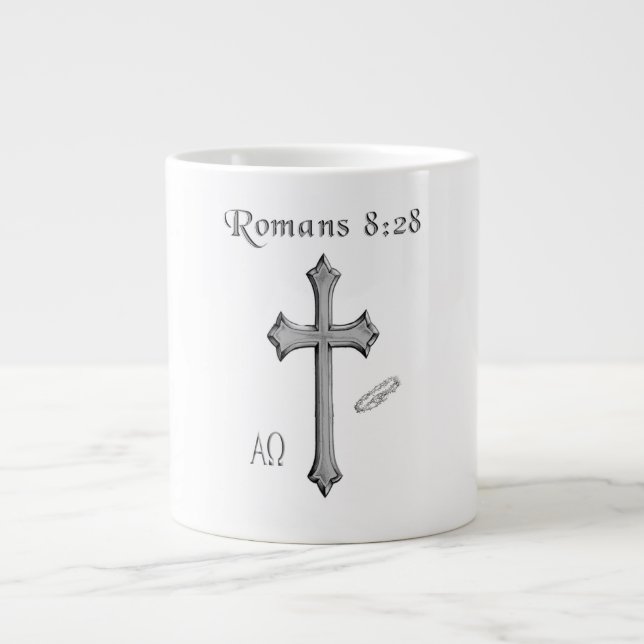 Romans 8:28 products large coffee mug (Front)