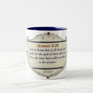Romans 8:28 Shield Christian Coffee Mug