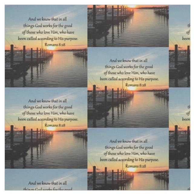 ROMANS 8:28 SUNSET PHOTO DESIGN FABRIC (Swatch)