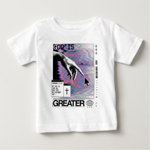 Romans 8:31 Cyberpunk Hand Of God Glitch Art Baby T-Shirt