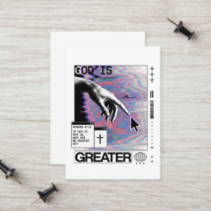 Romans 8:31 Cyberpunk Hand Of God Glitch Art Calling Card