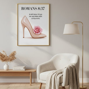 Romans 8:37 Wall Art Christian Scripture Print