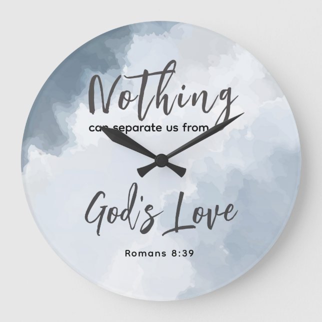 Romans 8:39 God's Love Bible Verse Christian Large Clock (Front)