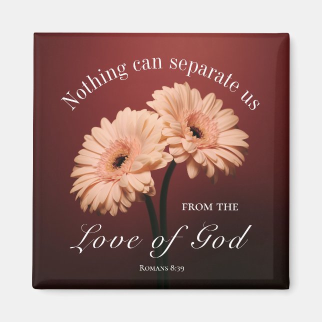 Romans 8 39 Love of God Bible Verse Pink Brown Magnet (Front)
