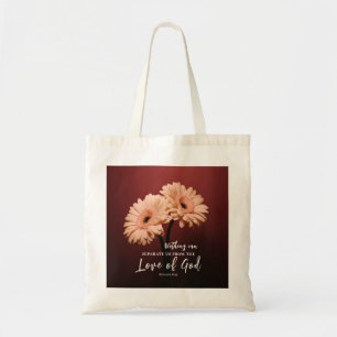 Romans 8 39 Love of God Bible Verse Pink Brown Tote Bag