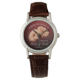 Romans 8 39 Love of God Bible Verse Pink Brown Watch