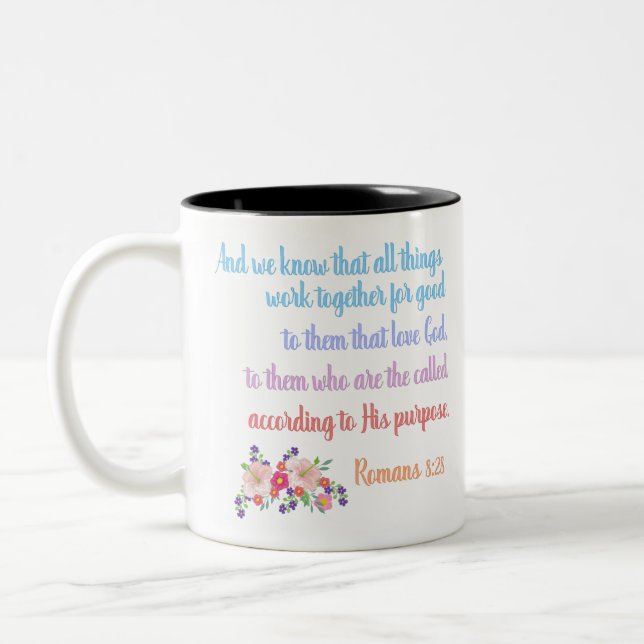 Romans 8 Bible Verse Design Two-Tone Coffee Mug (Left)