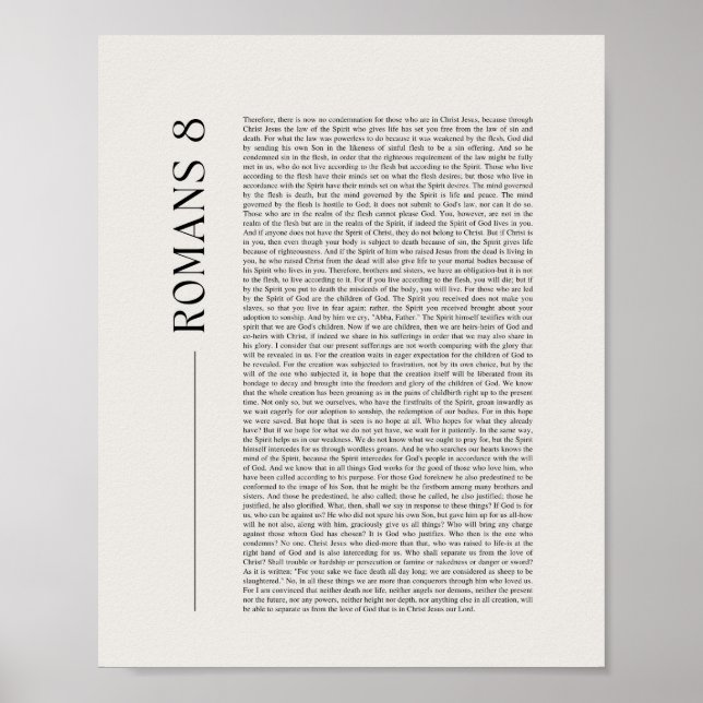 Romans 8 Full Bible Chapter Poster (Front)