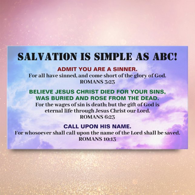 Romans Road Gospel ABC Christian Bible KJV Business Card (Creator Uploaded)