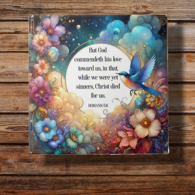 Romans Verse Scripture Art Nouveau Floral Easter Ceramic Tile (Creator Uploaded)