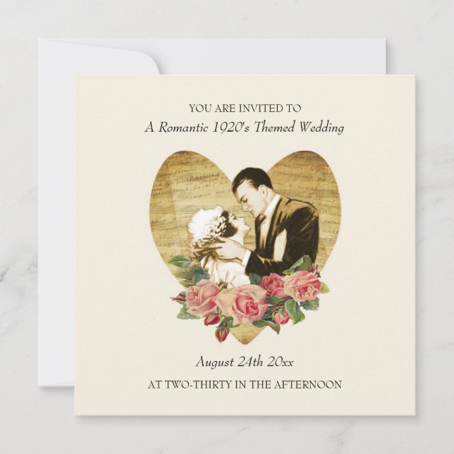 Romantic 1920's Themed Wedding Invitations (Front)
