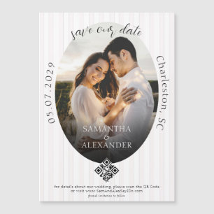 Romantic 1 Photo Scribble QR Code Save the Date Magnetic Invitation
