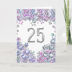 Romantic 25th Wedding Birthday Anniversary Heart Card