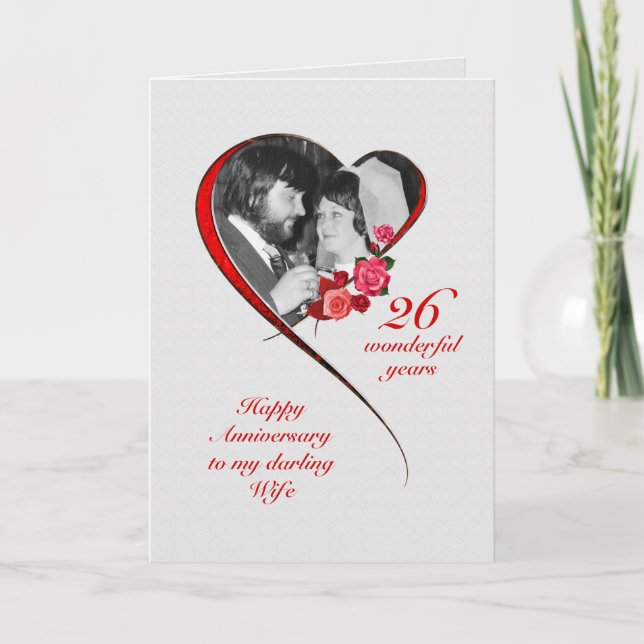 Romantic 26th Wedding Anniversary for Wife Card (Front)