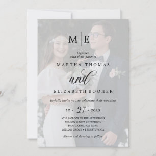 Romantic 2 Photo Overlay Chic Calligraphy Wedding Invitation