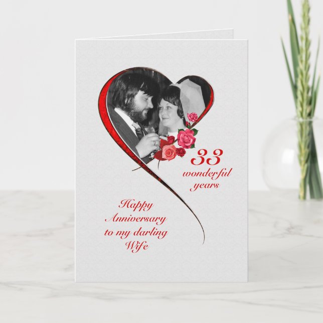 Romantic 33rd Wedding Anniversary for Wife Card (Front)