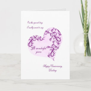 Romantic 38th Wedding Anniversary Card