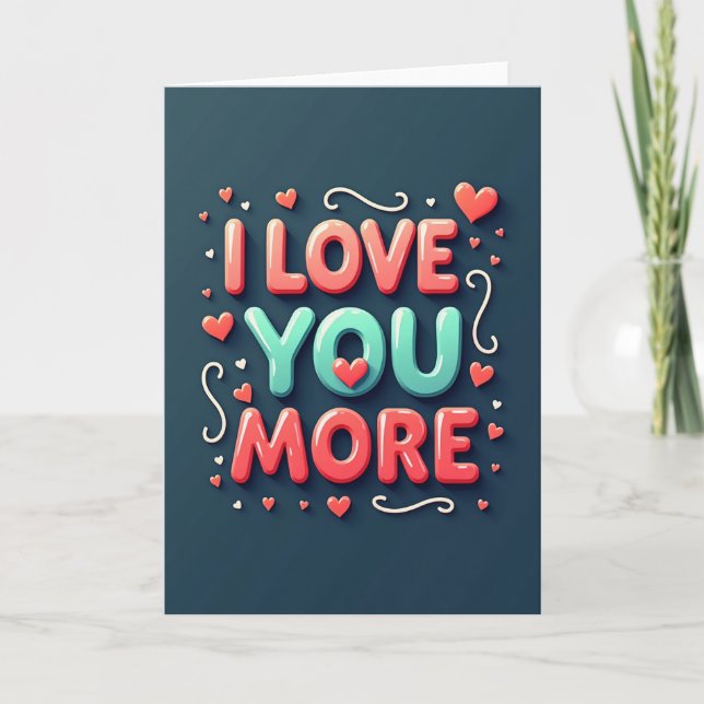 Romantic 3D Love Hearts Card (Front)