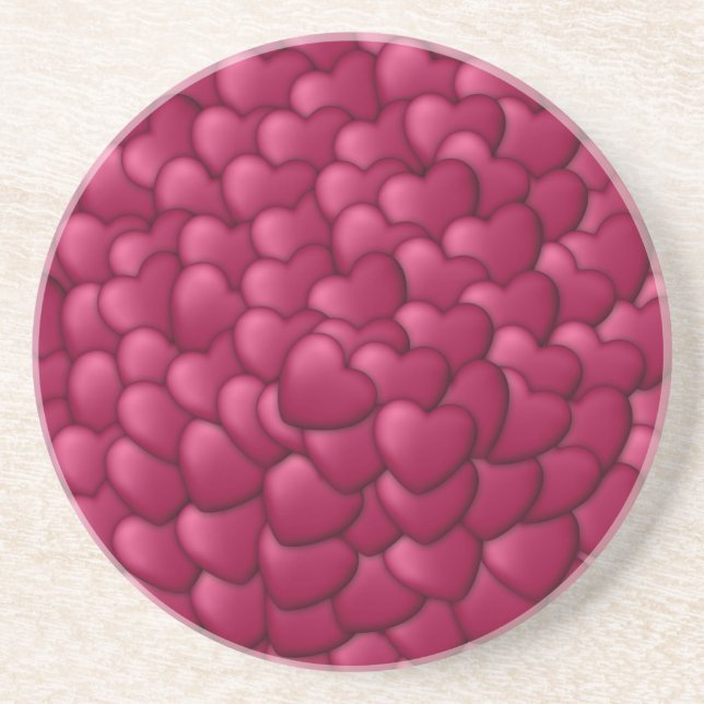 Romantic 3D Red Hearts Pattern-32322 Coaster (Front)