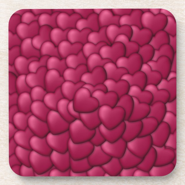 Romantic 3D Red Hearts Pattern-32322 Coaster (Front)