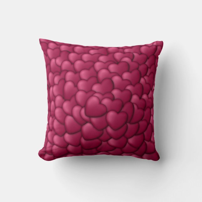 Romantic 3D Red Hearts Pattern-32322 Cushion (Front)