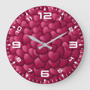Romantic 3D Red Hearts Pattern-32322 Large Clock